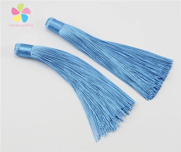 Light blue 2pcs Lucia crafts 2 шт./лот около 12 см разноцветный вариант кисточкой Серьги Подвески DIY Швейные аксессуары материалы I0201 - Цвет: Light blue 2pcs