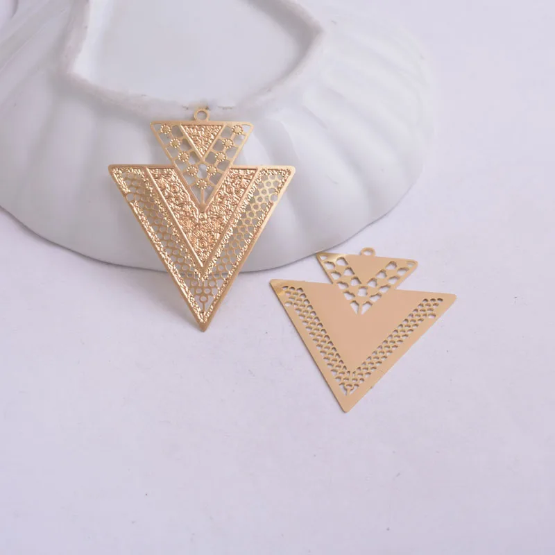light KC gold plated 50 шт. AB3335 серебряные большие треугольные прелестные серьги фурнитура геометрического цвета Красочные Подвески Разъемы Diy ювелирные изделия серьги красного цвета - Окраска металла: light KC gold plated