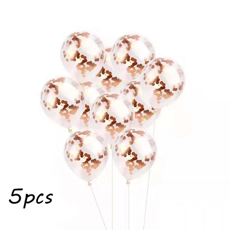 5pcs confetti 1 комплект 18 дюймов розовое золото Круглые фольгированные гелиевые шары надувной воздушный шар "Конфетти" Розовое золото вечерние украшения для свадьбы и дня рождения - Цвет: 5pcs confetti