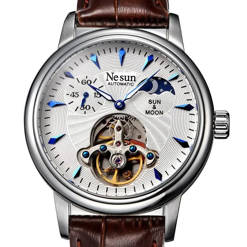 Мужские часы Nesun Skeleton Tourbillon швейцарские роскошные брендовые автоматические с