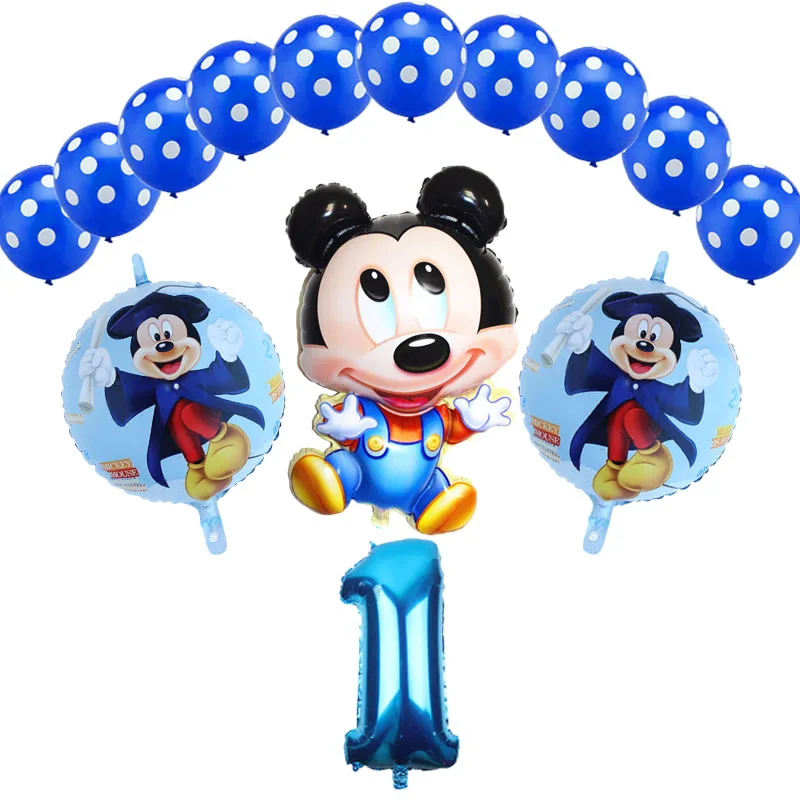 Mickey 1 14 шт. 32 дюйма розовый и голубой номер фольга надувные шары Mickey воздушный шар "Минни" Рисунок От 1 до 8 лет детей Для мальчиков и девочек декор для вечеринки в честь Дня Рождения - Color: Mickey 1