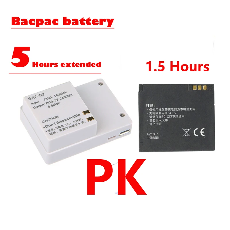 For XiaoMi yi External bacpac battery + Enlarged Waterproof housing case Box for Xiaomi Yi sport camera accessories | Электроника
