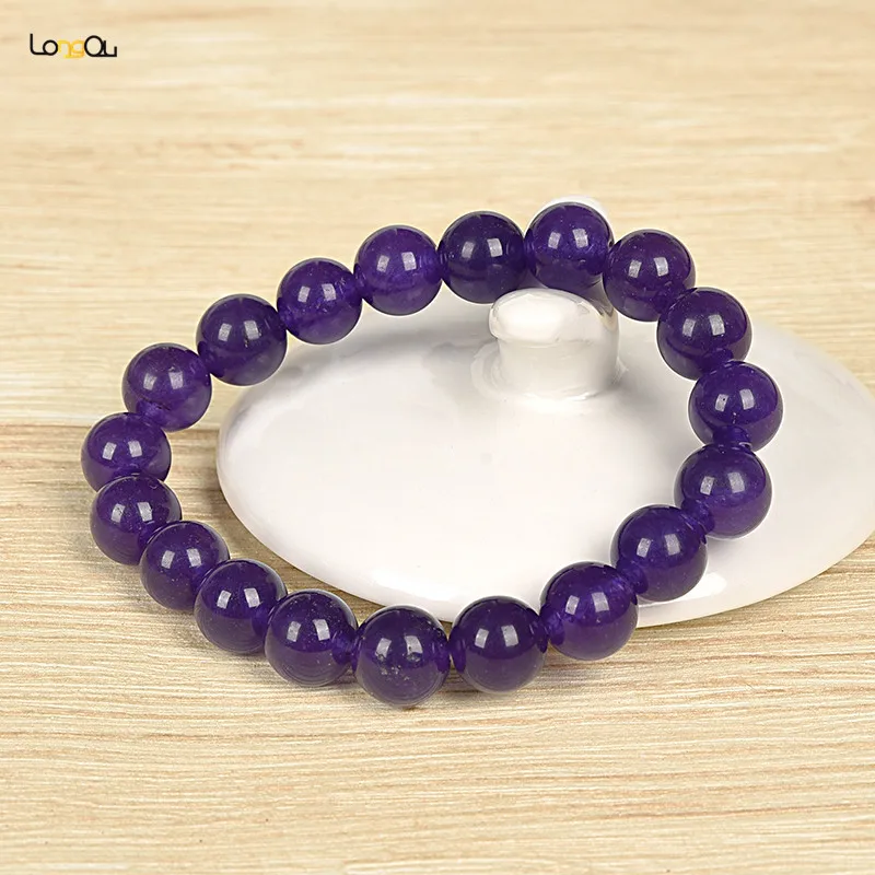 Natural stone bracelet men and women with the same Purple beads 10mm fashion wear jewelry | Украшения и аксессуары