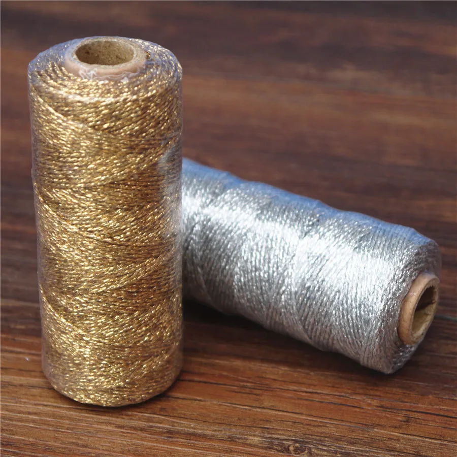 Бейкер шпагат в полоску 110yard12ply полосатый DIY металлик Золотой Серебряный твист веревка Бейкер шпагат Ремесло Подарочная упаковка катушки