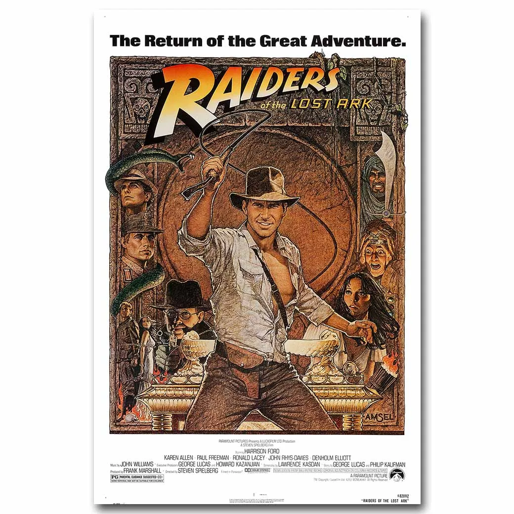Художественный постер из шелковой ткани с принтом Индианы Джонс 13x20 24x36 дюймов