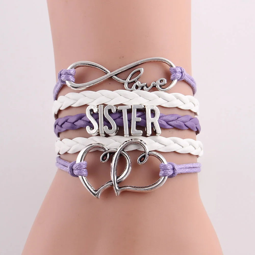 Маленькая Minglou 6 видов цветов Infinity love sister подвеска для браслета в форме сердца