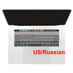 Чехол для клавиатуры Macbook Pro 13, 15, 2019, с русской, арабской, Украинской, английской раскладкой, тонкий, мягкий, силиконовый, с сенсорной панелью, 2018