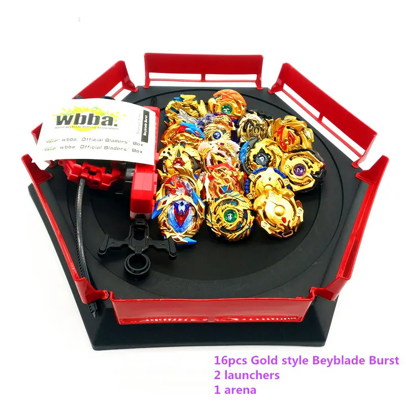 16pcs Gold style Золотой стиль Beyblade Burst игрушки со стартером и ареной Bayblade Металл fusion Бог спиннинг Топ Bay Blade лезвия игрушки - Цвет: 16pcs Gold style