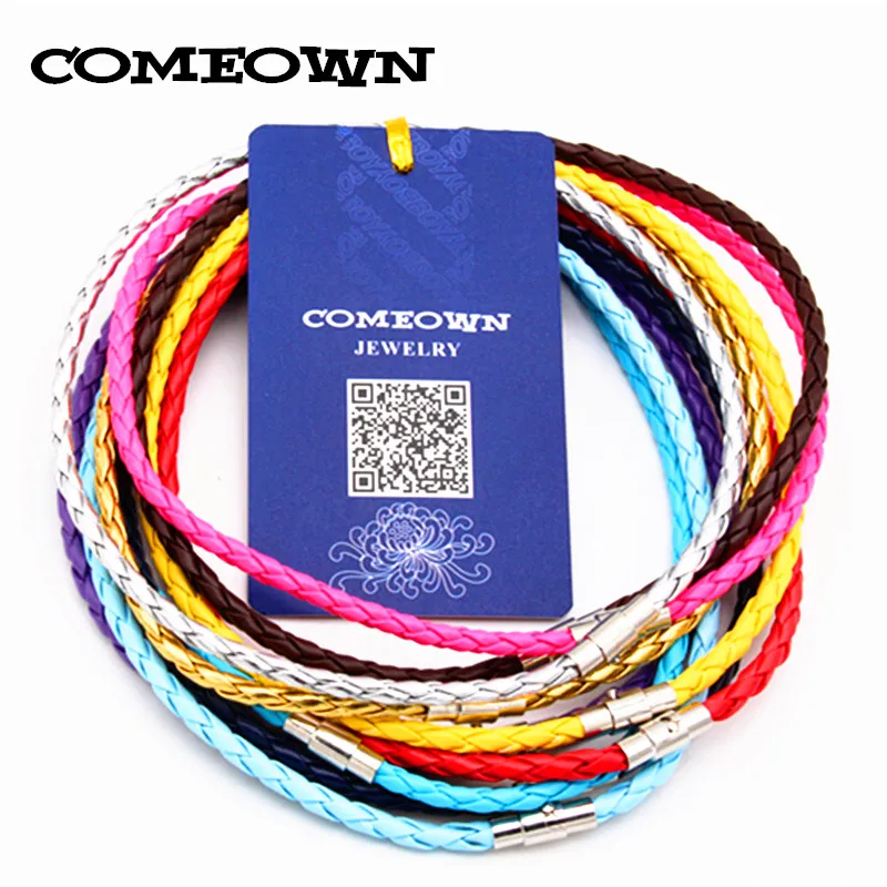 COMEOWN 10 шт 4 мм черный/красный ПУ плетеный кожаный шнур/ожерелье с магнитной