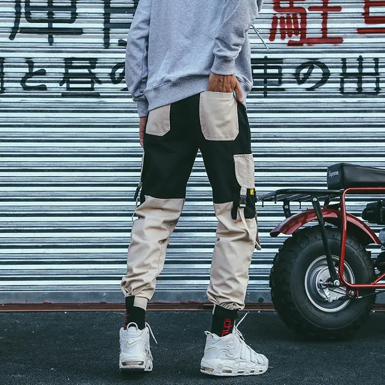 Брюки карго мужские составного кроя с карманами на завязках|pants slacks|casual joggersmens casual