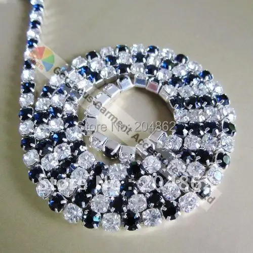 10yd 4 мм Монтана темно синий набор с чередующимися тесьмой чешские хрустальные