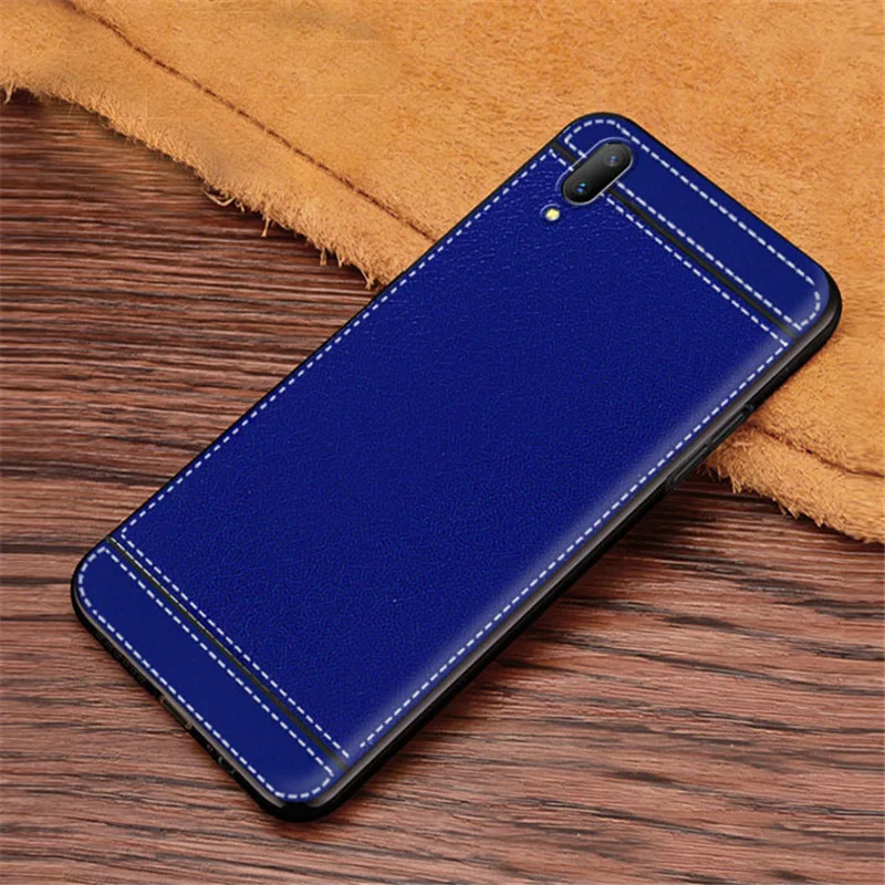 blue ДЛЯ VIVO V11 Pro чехол матовый личи полосы мягкий чехол тиснение личи Capas для Vivo V11i Y97 X23 Y81 Y71 V7 Plus V9 U3 Y19 Y5s V3 - Цвет: blue
