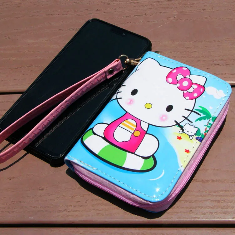 Hello kitty, портативный короткий студенческий Повседневный Кошелек, милый мультяшный держатель для карт, клатч с пряжкой, сумка для леди, подарок на день рождения