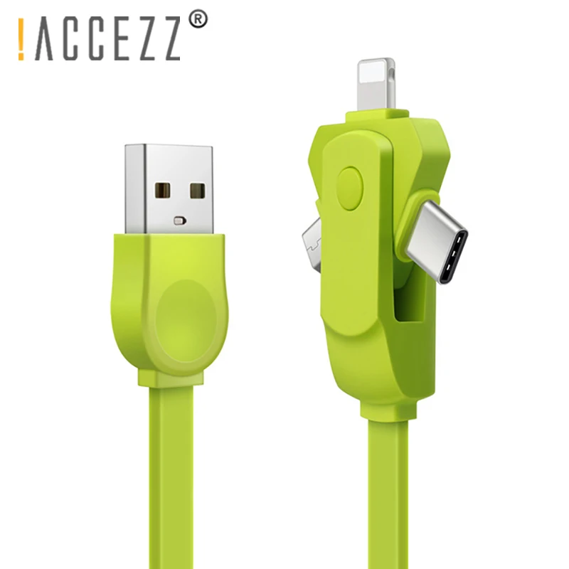 ! ACCEZZ 3 в 1 зарядный кабель освещение для iPhone X 7 8 зарядное устройство Шнур Micro usb type C