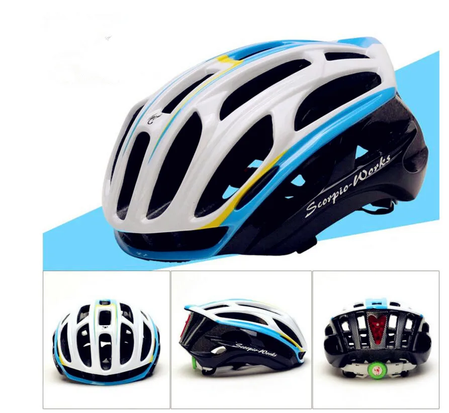 Bicycle Helmets Cover with LED Warning Tail Light Adjustable Ultralight Stable Mountain Bike Helmet Men Safety Protection Gear