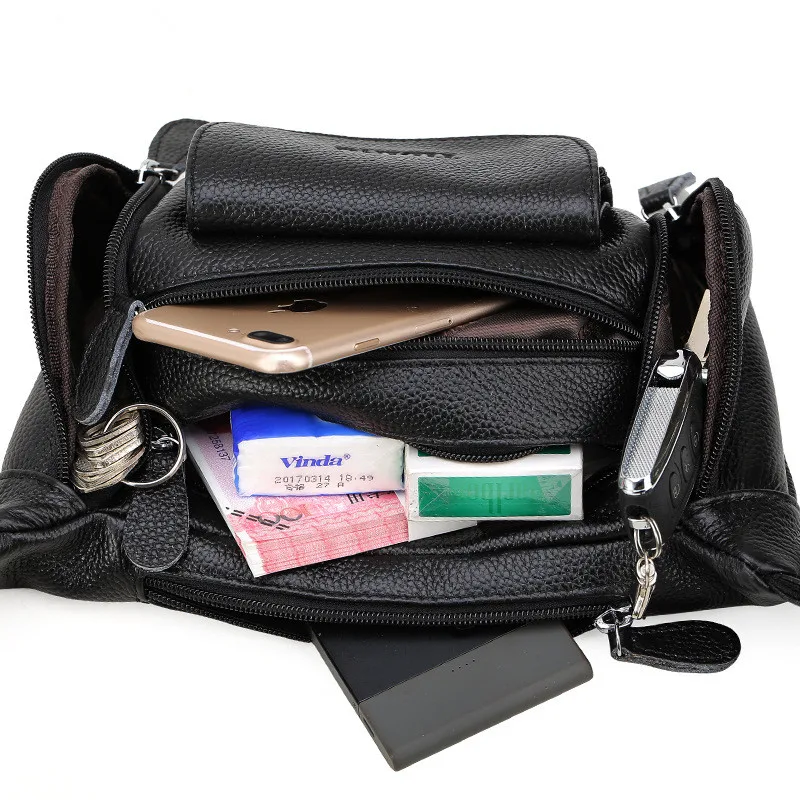 Tiding Мужская поясная сумка из натуральной тисненой кожи нагрудная маленькая