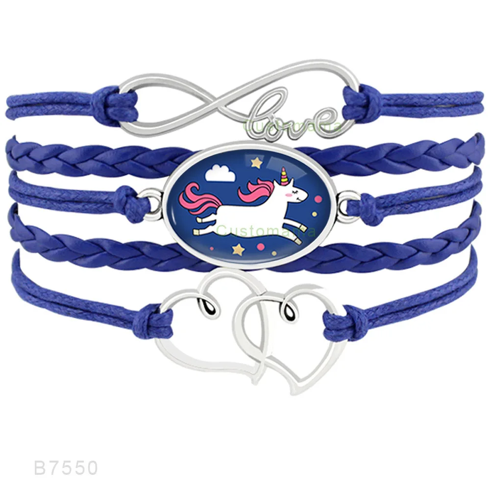 New Fashion Rainbow Infinity Love Birthday Gift for Girls Unicorn Mom Heart Charm Leather Men's Bracelets Women | Украшения и