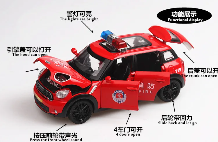 1:32 игрушечный автомобиль Mini Cooper Police металлическая игрушка сплав супер автомобиль Diecasts& игрушечный Транспорт модель автомобиля Миниатюрная модель автомобиля игрушка для детей