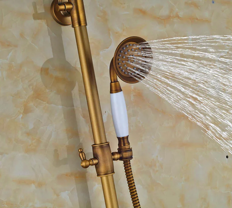 Новый латунный 8 &quotдождевой Душ Набор кран w/ручной душ античная латунь Ванна