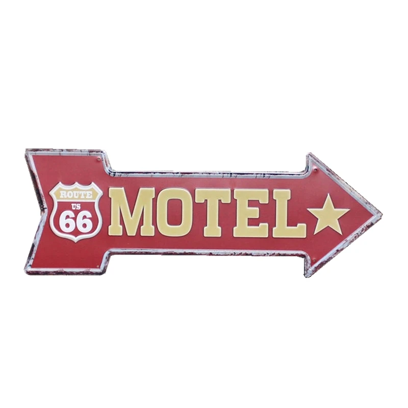 Мотель ROUTE US 66 металлические оловянные знаки винтажная неправильная доска