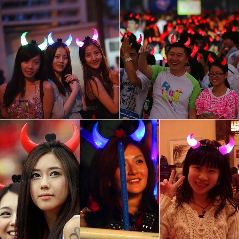 1 шт./Большой светящийся обруч с роговой головкой для детей светящиеся рожки