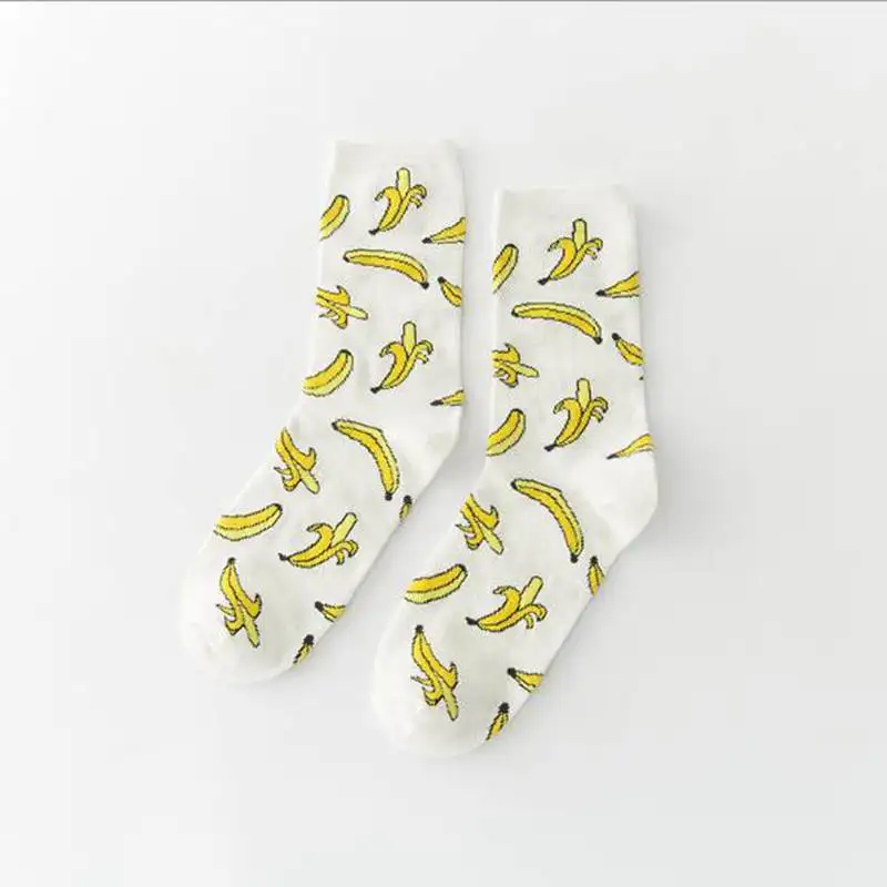 more banana Харадзюку банан печати забавные носки для женщин милый мультфильм медведь носки скейтбордиста мягкие хлопковые повседневные Девушки уличная фрукты носки - Цвет: more banana
