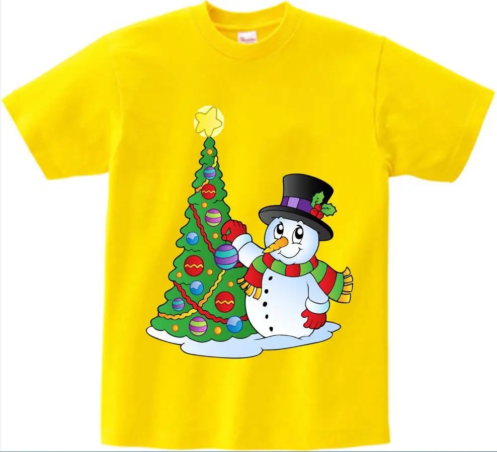 yellow childreTshirt Новые рождественские футболки для маленьких мальчиков и девочек Детские хлопковые футболки с рождественским узором, футболки с Санта Клаусом, детские летние топы, футболки, camiseta От 3 до 8 лет NN - Цвет: yellow childreTshirt