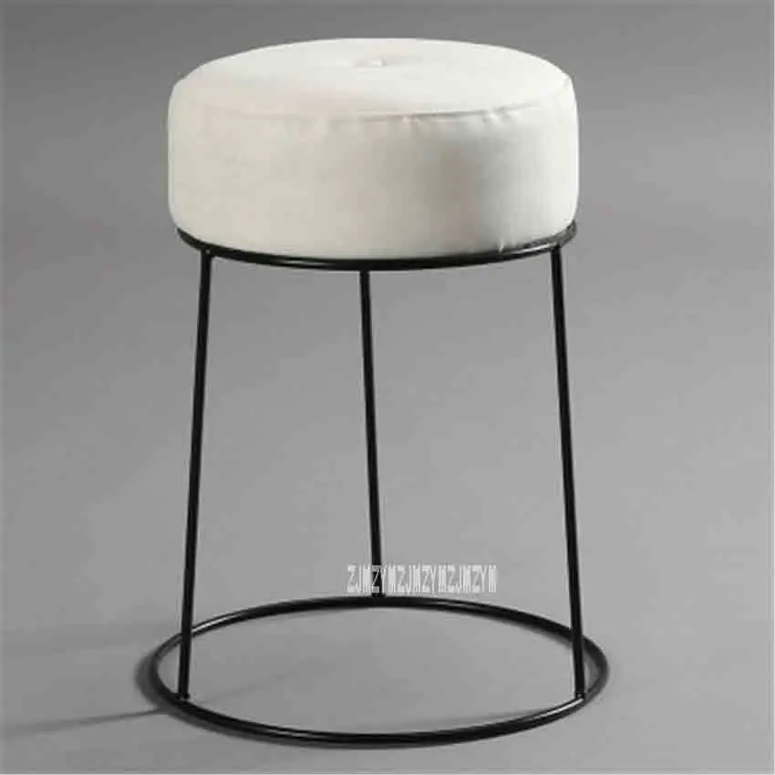 47cm H White JD012 современный минималистичный круглый табурет портативный Штабелируемый металл и кожа мягкое покрытие низкий табурет гостиная мягкий табурет с мягким сиденьем - Цвет: 47cm H White