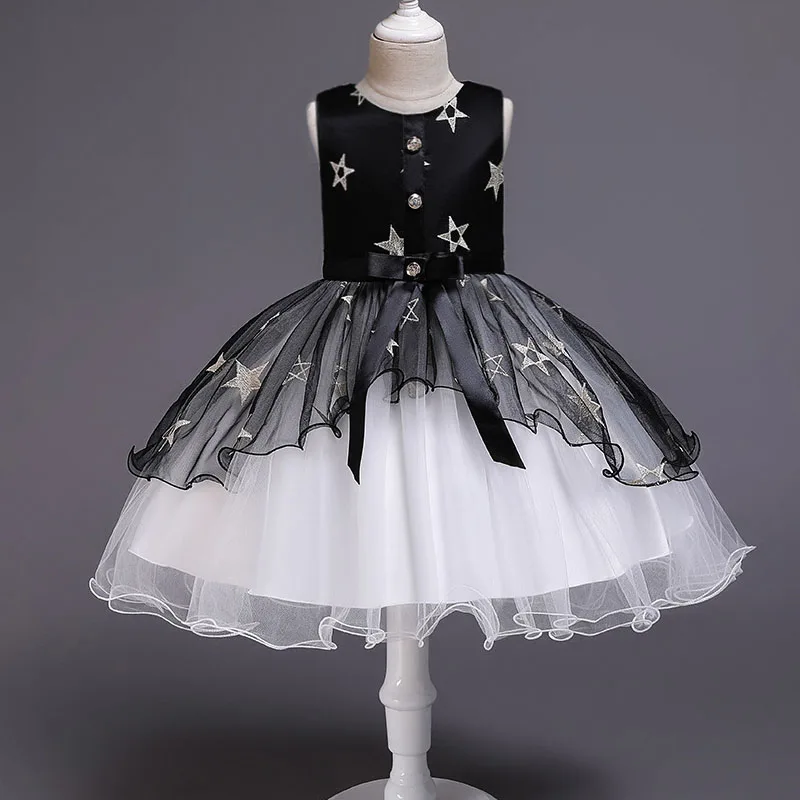 

Summer Girls European And American Children's Dresses Sleeveless Mesh Star Show Princess Children's Clothes Candy Cute Dresses