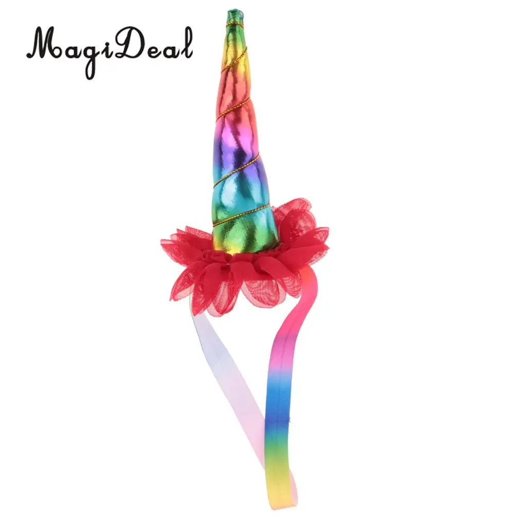 Quality Decorative Magical Rainbow Unicorn Horn Headband Adult Kids Colorful Elastic Hairband Costume Fancy Dress | Дом и сад