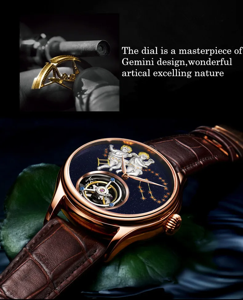Relogio Masculino ANGELA BOS люксовый бренд Tourbillon автоматические часы мужские водонепроницаемые 3D GEMINI механические наручные часы мужские