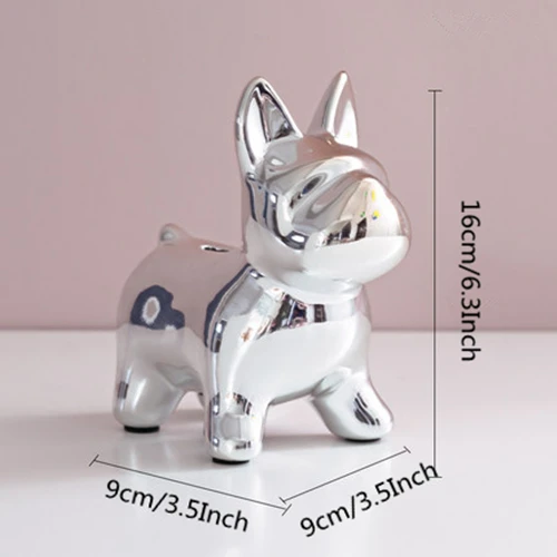 Silver Dog VILEAD 16 см керамические фигурки собак щенок копилка ремесла ТВ кабинет крытый гостиная Ins ветер украшения дома аксессуары - Цвет: Silver Dog