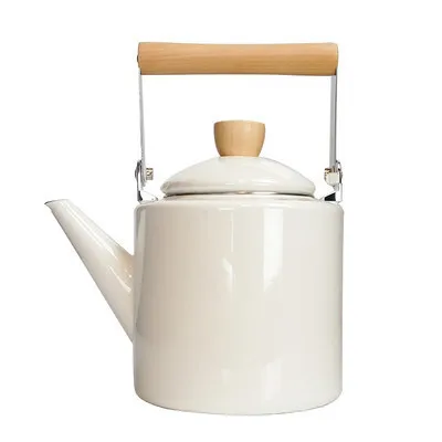 Белый 2Л Emaille Wasserkocher Teekanne Kaffeekanne Kochen Werkzeuge Gerade kryautertees Teekanne Induktion Herd Hohe Weizen Topf - Цвет: Белый