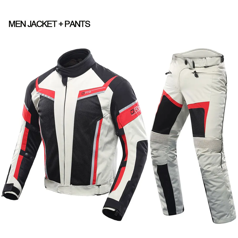 men grey set DUHAN, мужская и женская мотоциклетная куртка, летние штаны, дышащая гоночная куртка, костюмы для влюбленных, мотоциклетные штаны, комплект одежды - Цвет: men grey set