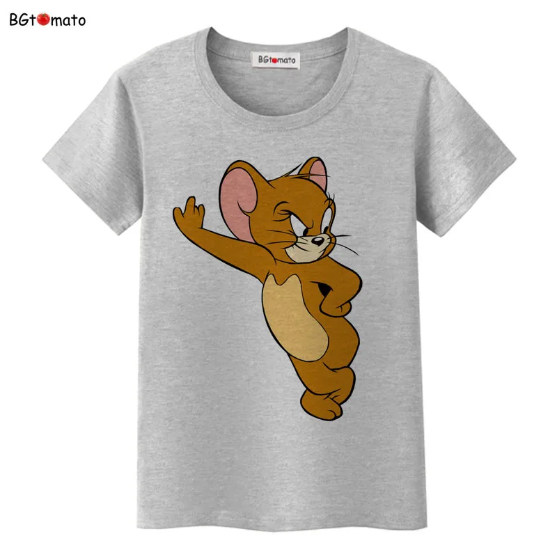 BGtomato, футболка, фильм, звезда, Джерри, мышь, kawaii, футболка, летняя, милая, милая, футболка, женская, дешевая, распродажа, брендовая, новая, мультяшная футболка - Цвет: 4