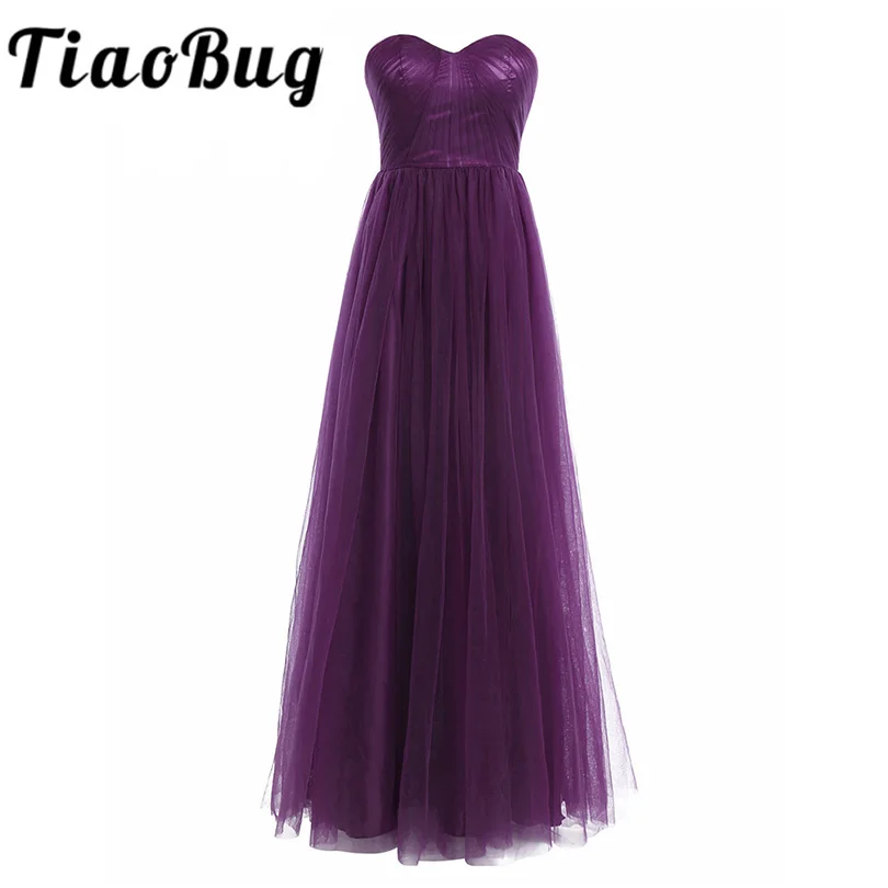 Модное женское Сетчатое платье для подружки невесты без бретелек длиной до пола