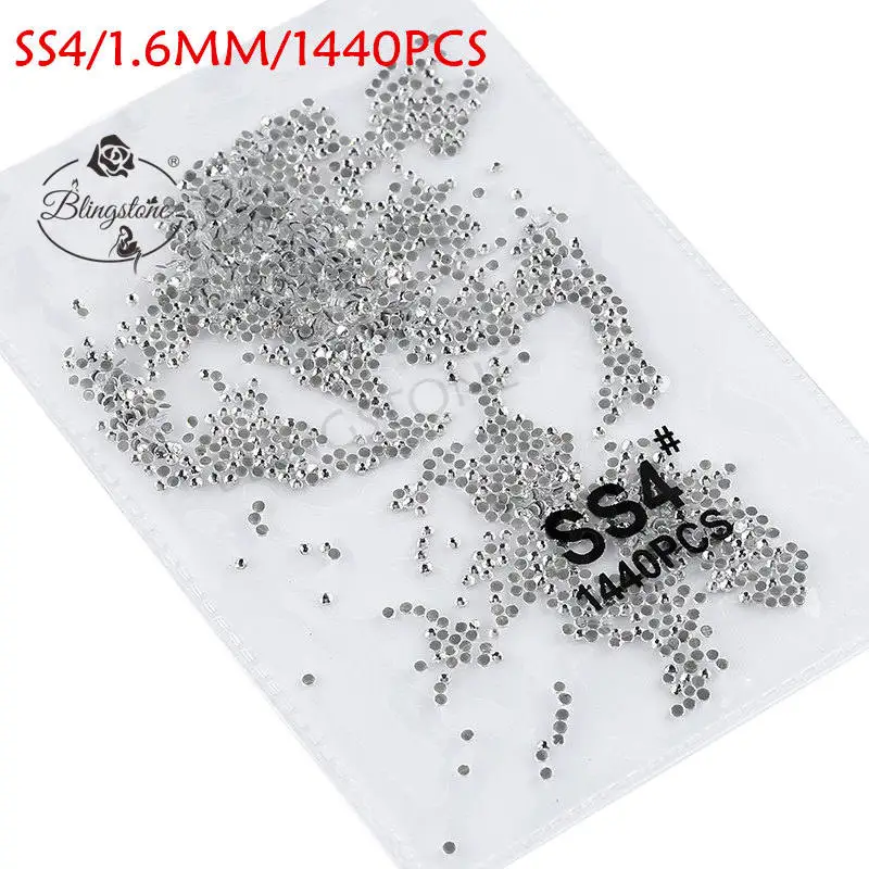 SS3-SS8 1440 шт Супер Блестящий Flatback многоцветный не горячей фиксации стразы для дизайна ногтей украшения обуви и украшение в виде танцующих фигурок - Цвет: glue white ss4 1440