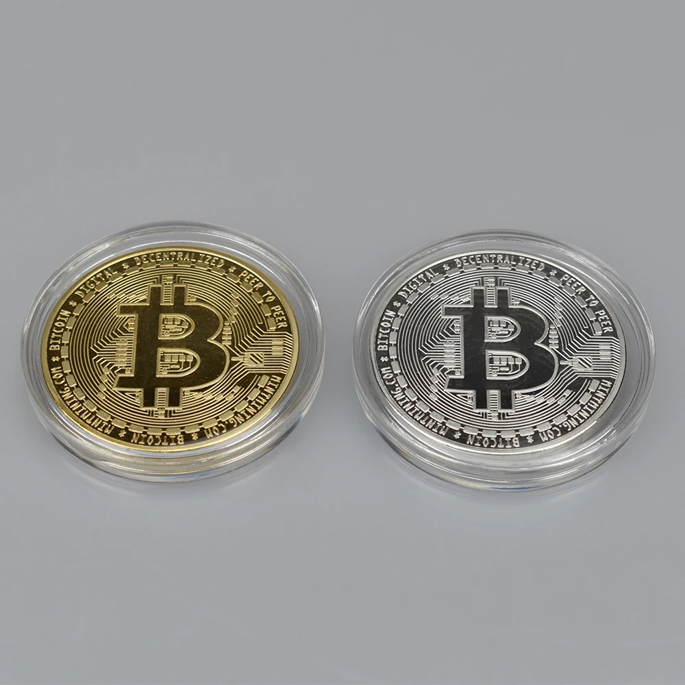 Позолоченный Биткоин Бит монета с пластиковый чехол пульсация Litecoin эфириум Металл физическая криптовалюта монета для сбора