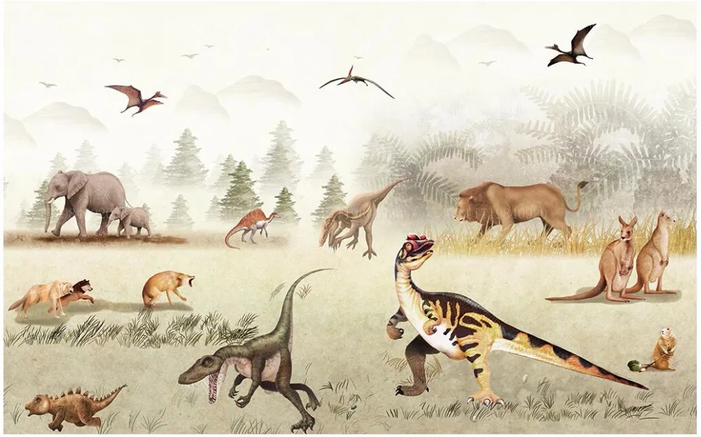 3d фото обои на заказ динозавр животное Королевство прерий Детская комната Декор