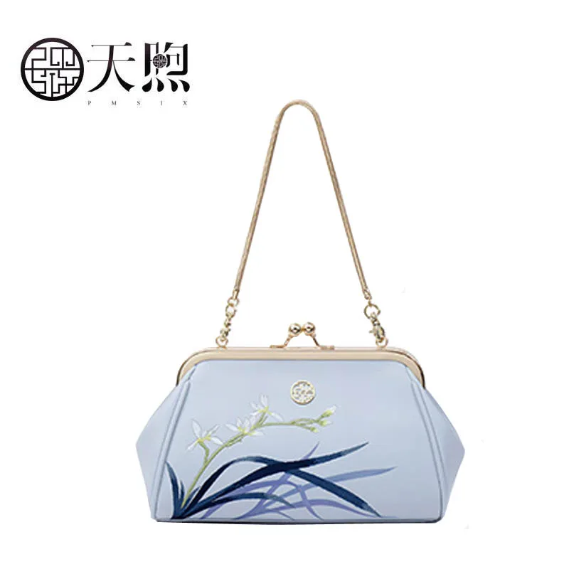 Pmsix 2020 New Women Leather bag quality handbags Fashion Chain embroidered Luxury Cowhide tote women leather shoulder | Багаж и сумки