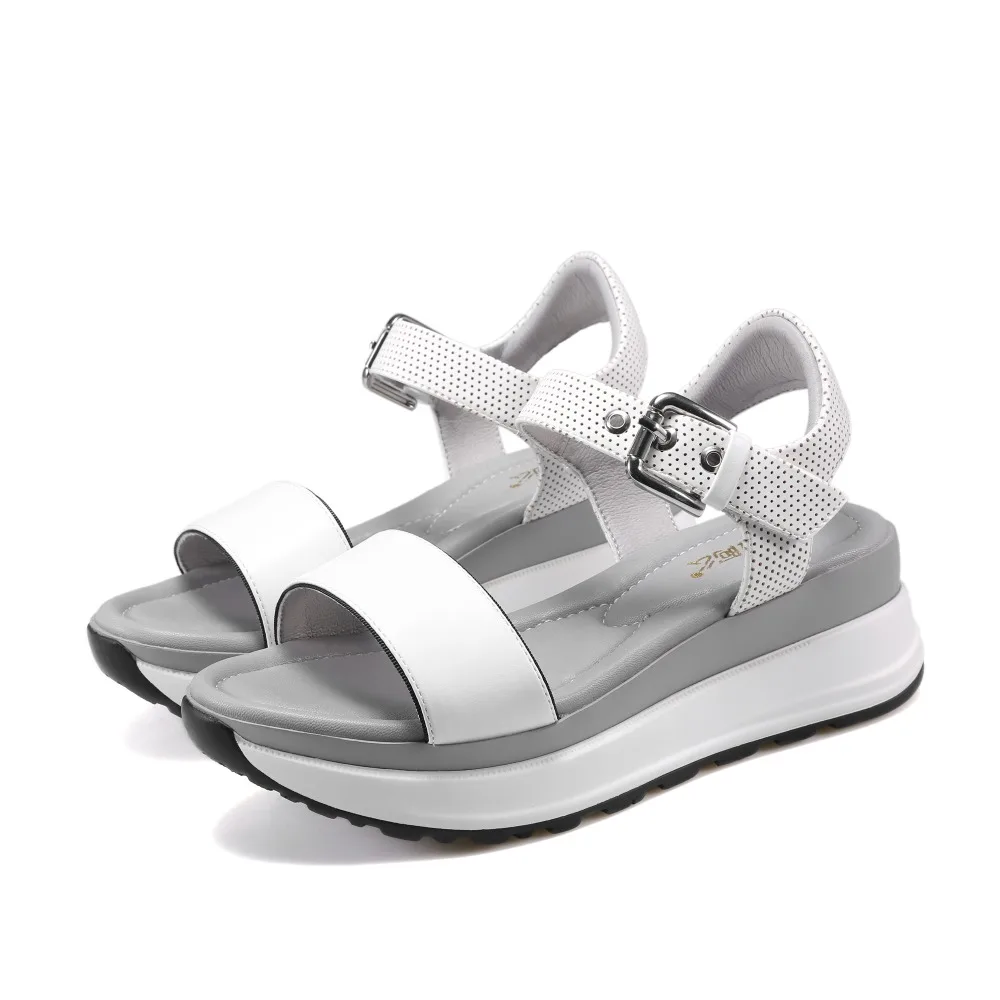 Ame 2017 из натуральной коровьей кожи Женские Босоножки на платформе плоской