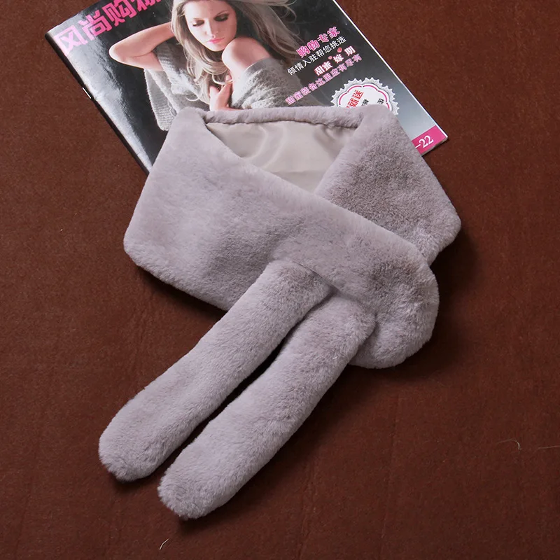 2018 чистый цвет имитация кролика Рекс шарф искусственный воротник для ушей теплый