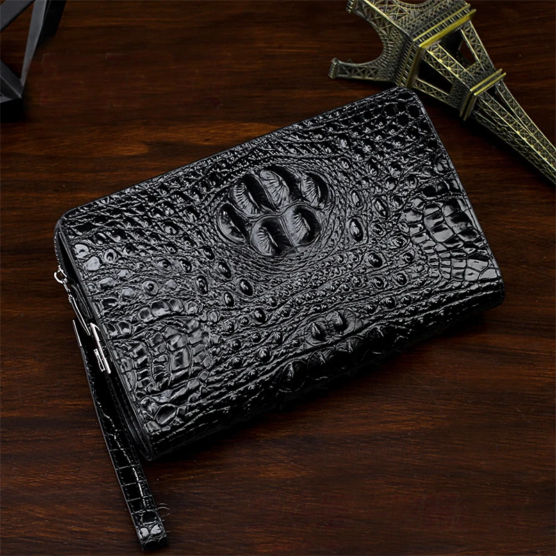 Кошелек мужской из натуральной кожи с узором под кожу крокодила|Мужские