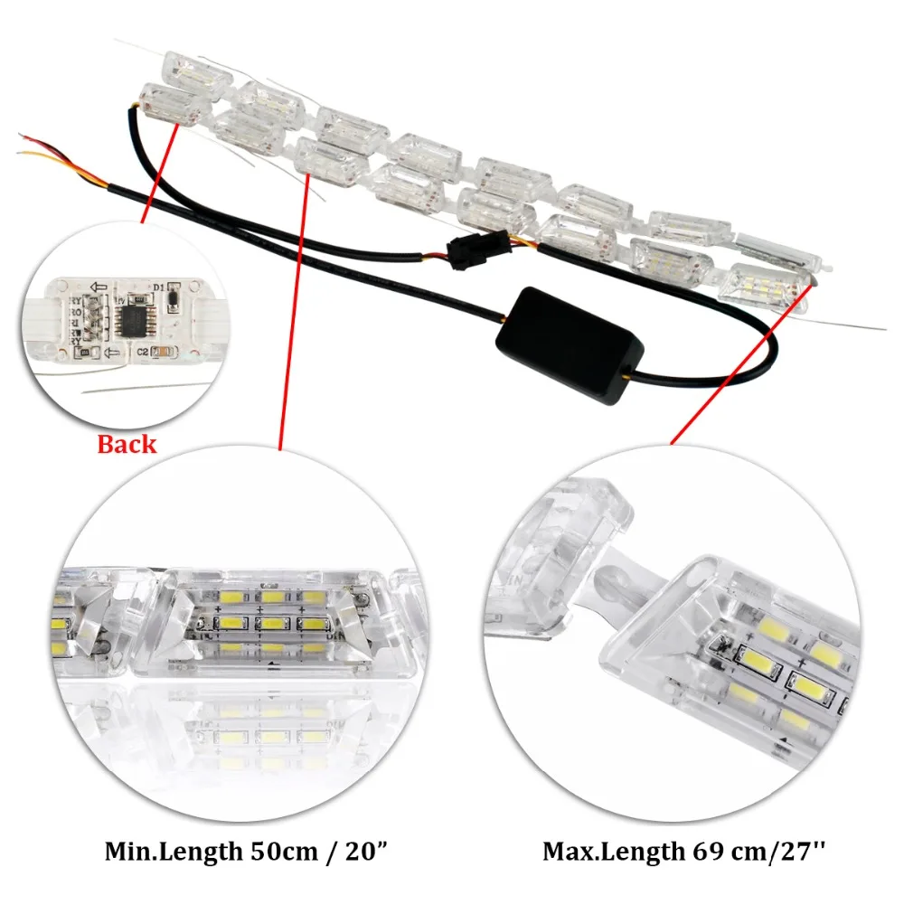 2x автомобильный гибкий Стайлинг 16LED рыцарь наездник ленточный светильник для