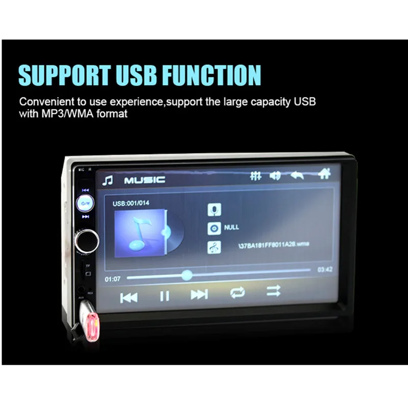 MP5-плеер Wince 7-дюймовый автомобильный с сенсорным HD экраном поддержкой Bluetooth