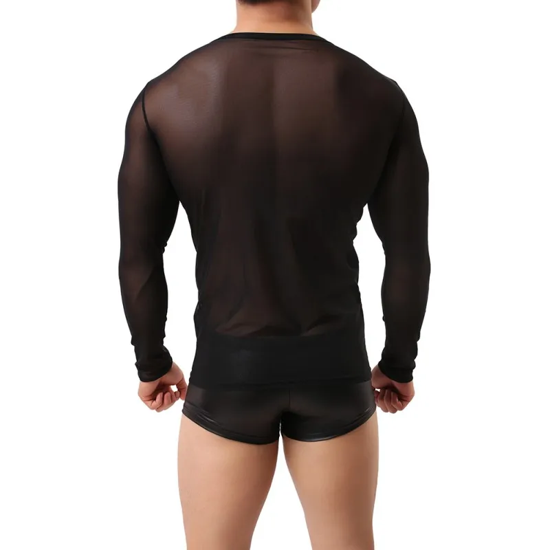 Мужской спортивный мягкий Формирующий топ с длинным рукавом и круглым