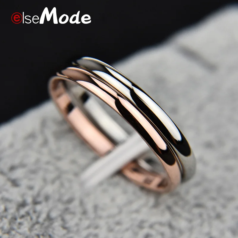 ELSEMODE титановые стальные антиаллергенные гладкие обручальные кольца из розового