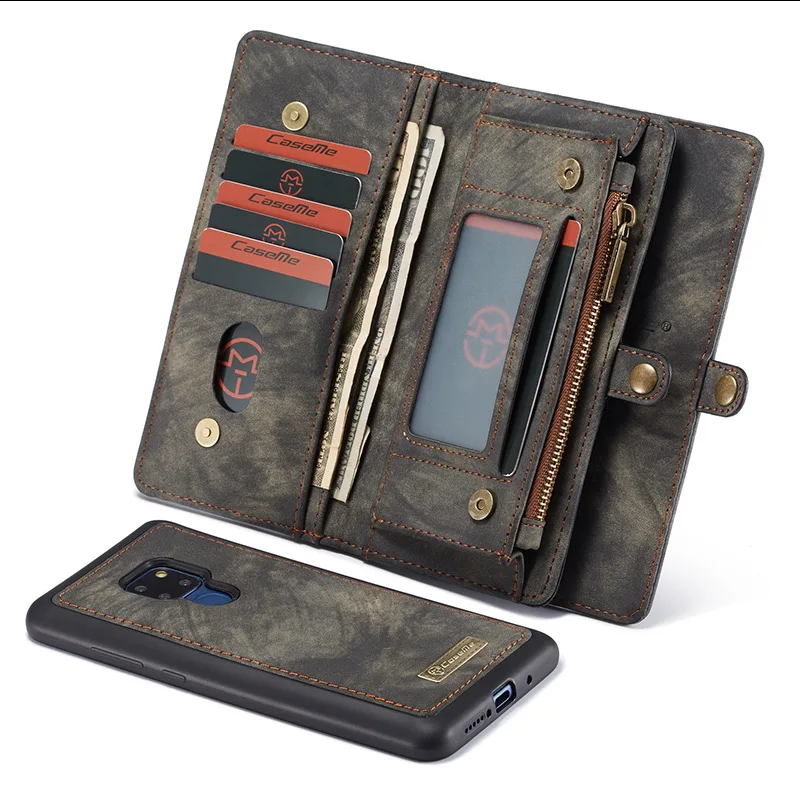 Для Coque huawei mate 20 P30 Pro Роскошный кошелек на молнии Магнитный чехол из натуральной кожи чехол для huawei mate 20 P20 Pro Lite - Цвет: Черный