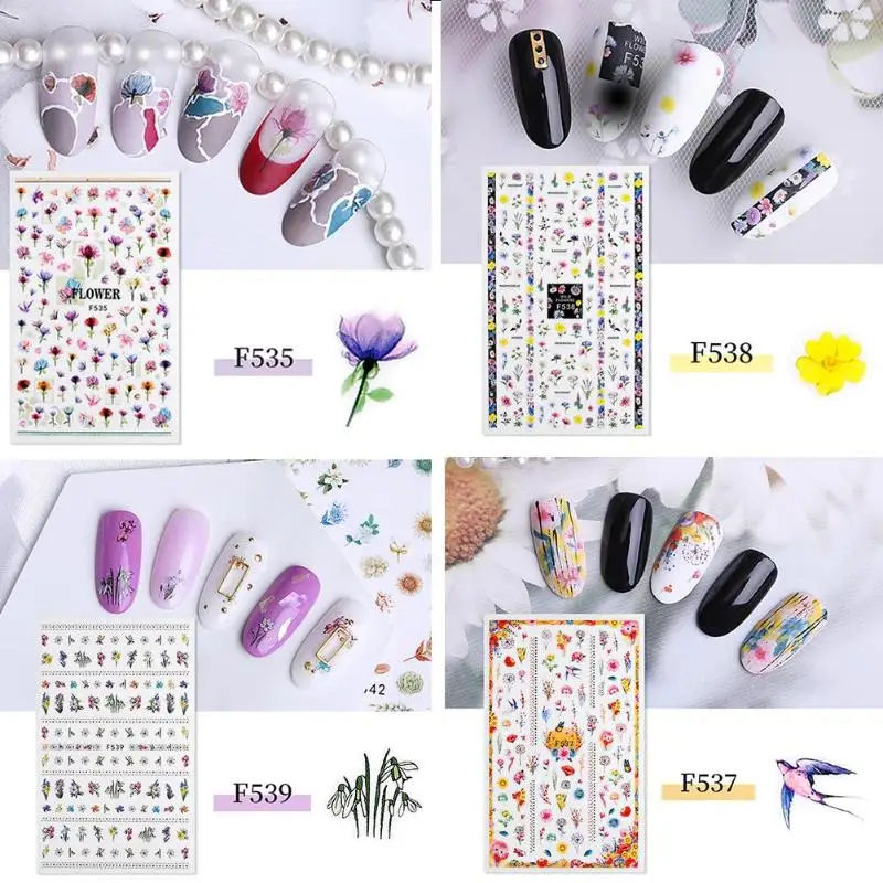 1 лист переводная наклейка для дизайна ногтей слайдер полное покрытие цветок