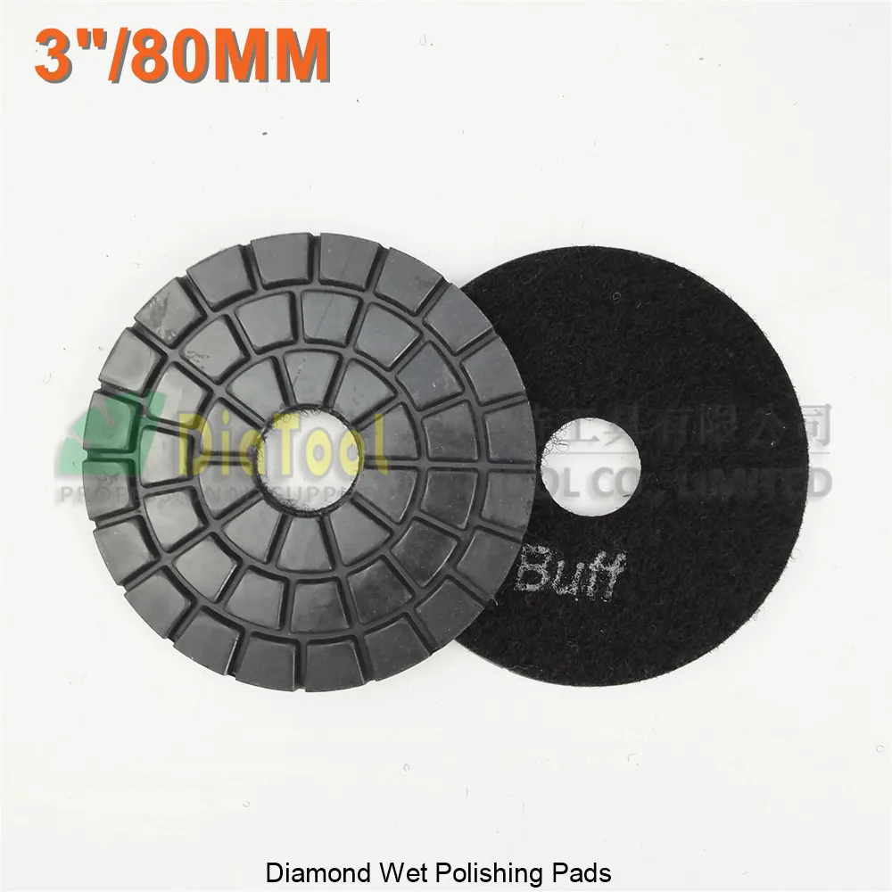 DIATOOL 8pcs Dia 80mm Black Buff For Shining Diamond Polishing Pads Granite Marble 3&quot Resin Bond Stone Sanding Disc Sander Disk|black